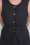Conjunto rayado formal de short y falda