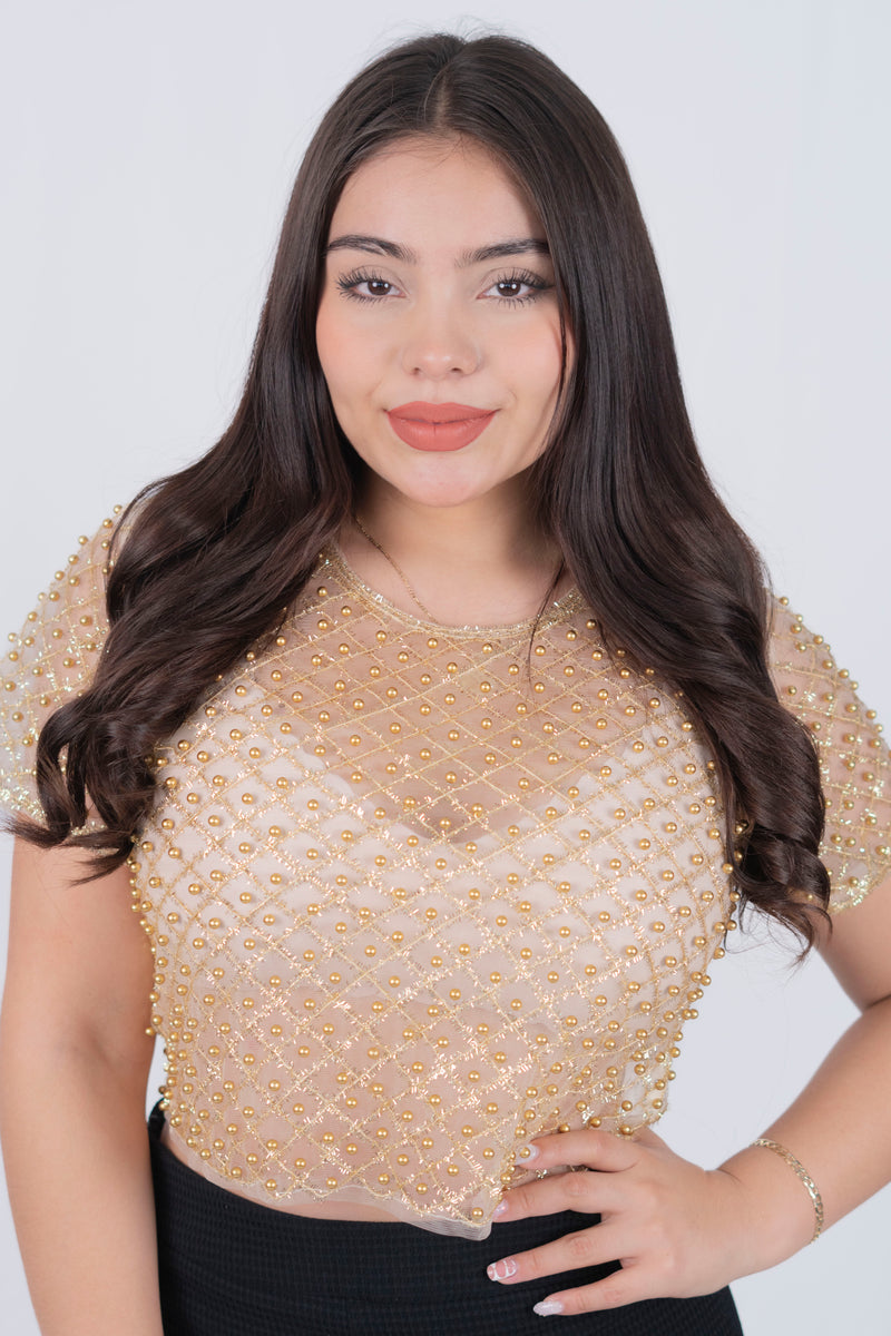 Blusa de piedras manga corta