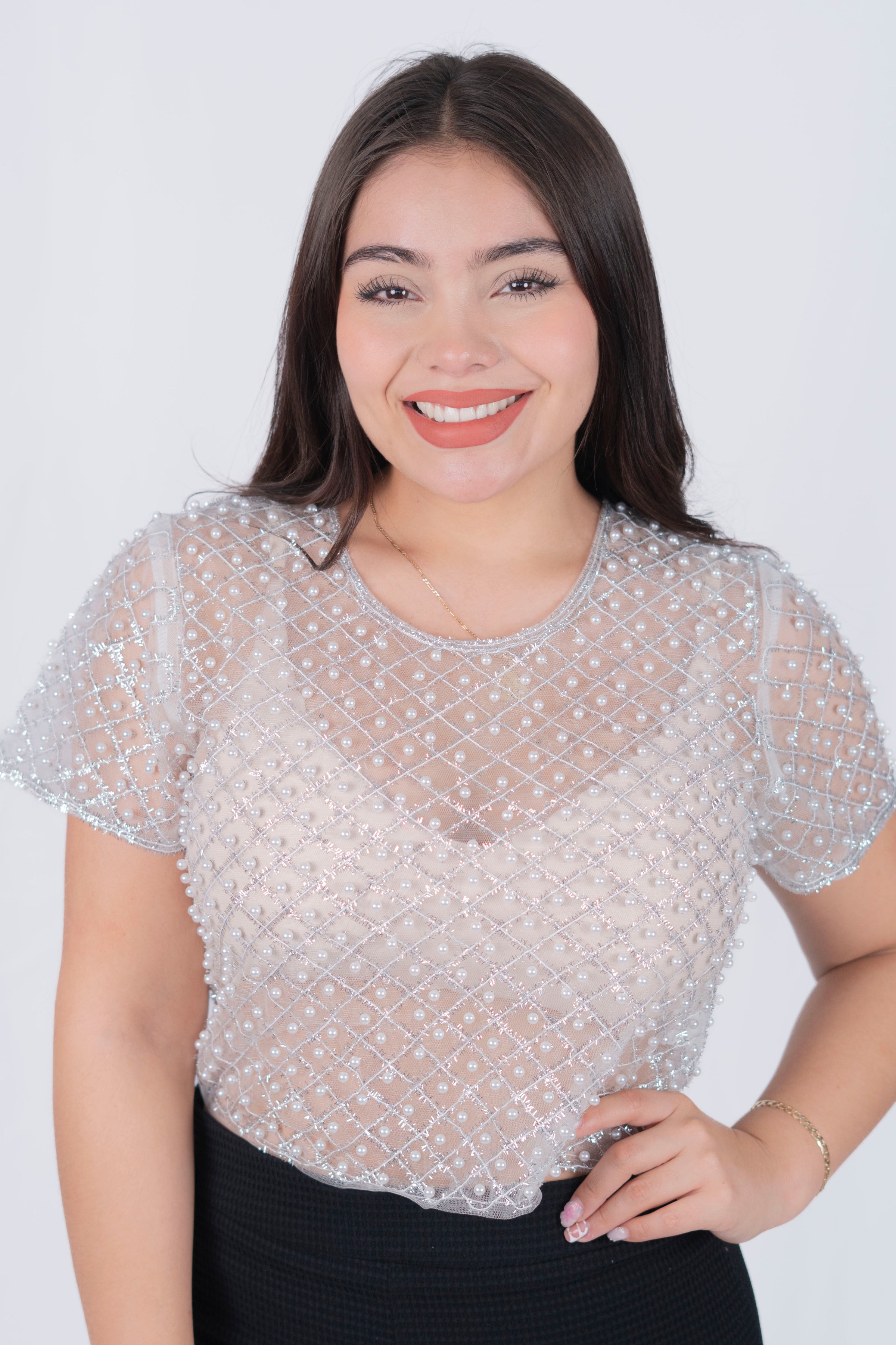 Blusa de piedras manga corta