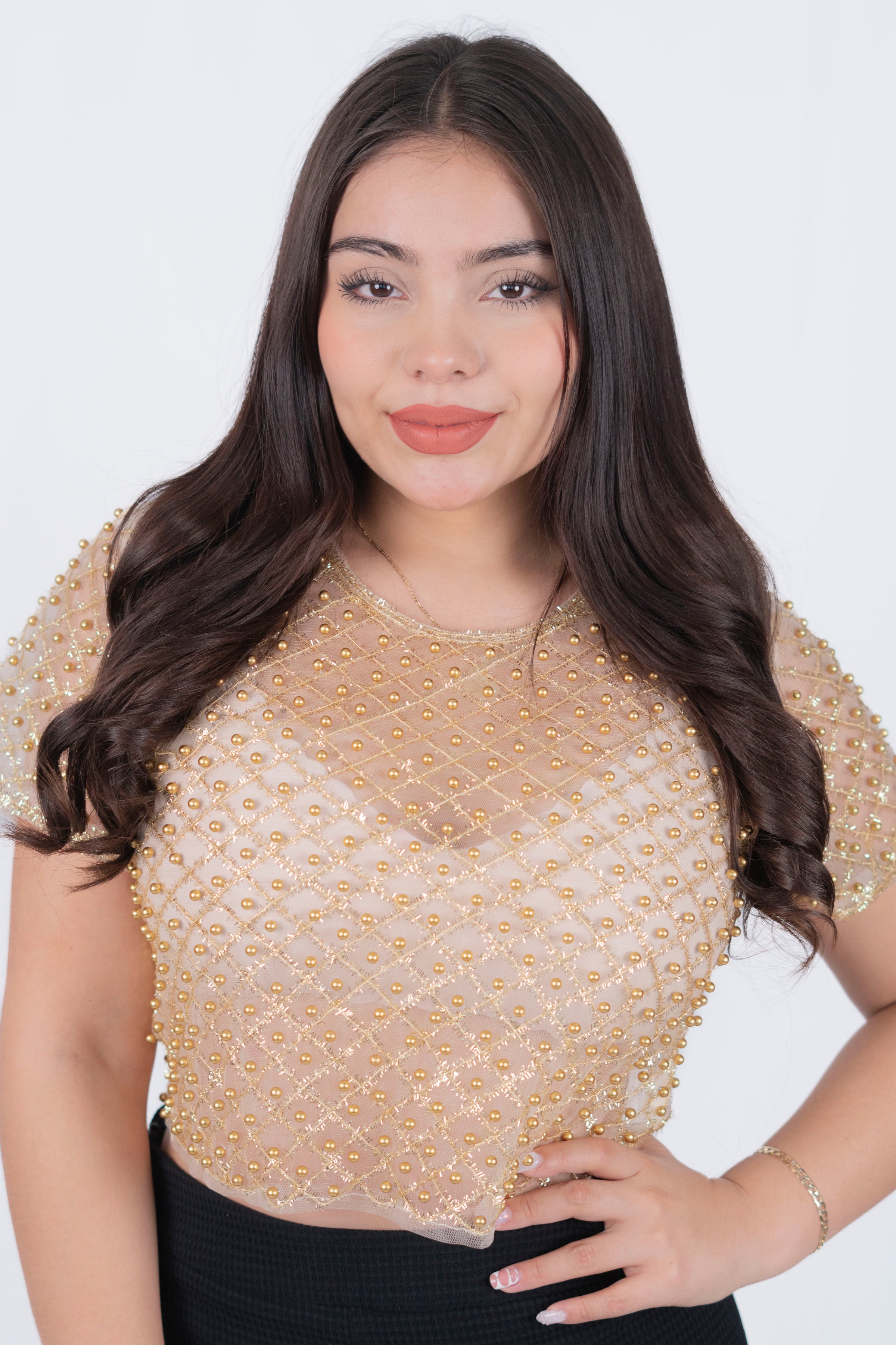 Blusa de piedras manga corta