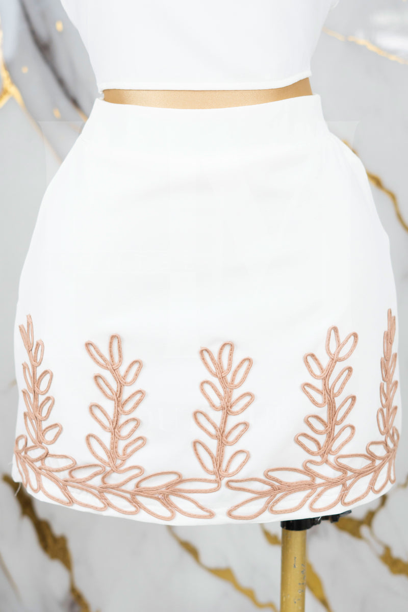 Conjunto de short falda con detalles bordados