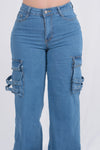 Pantalon cargo de tiro alto y pierna ancha