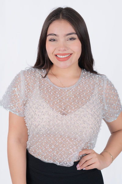 Blusa de piedras manga corta