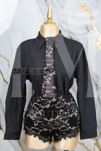Jumpsuit tipo camisa con encaje