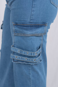 Pantalon cargo de tiro alto y pierna ancha
