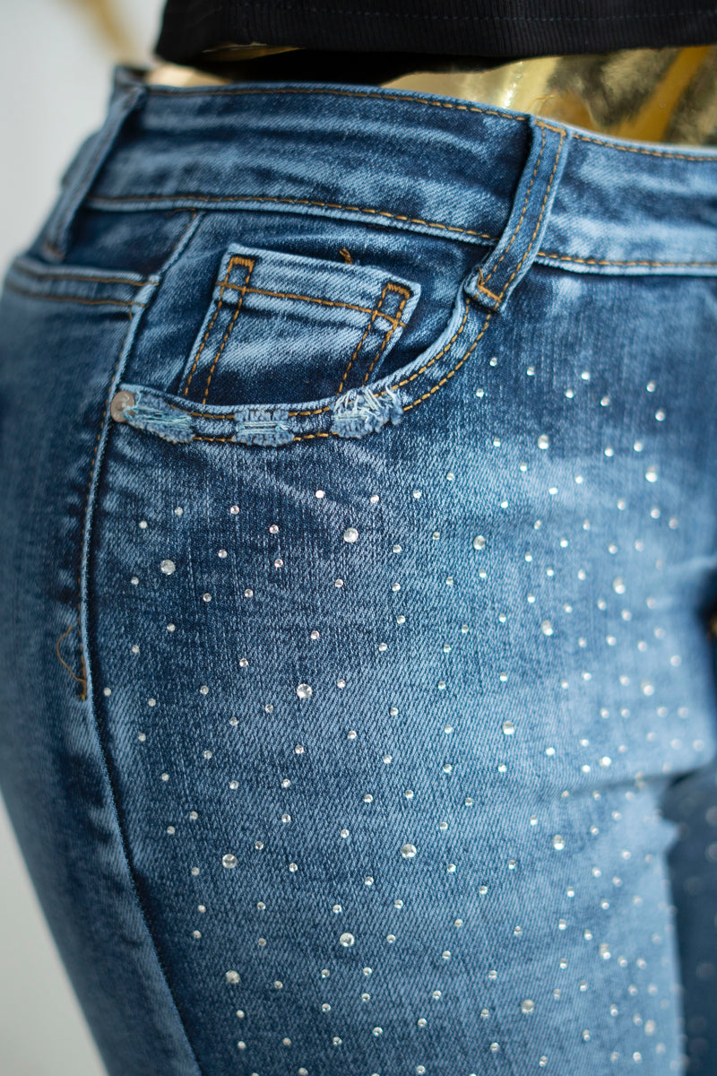 Pantalon de mezclilla skiny con piedras