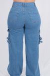 Pantalon cargo de tiro alto y pierna ancha