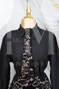 Jumpsuit tipo camisa con encaje