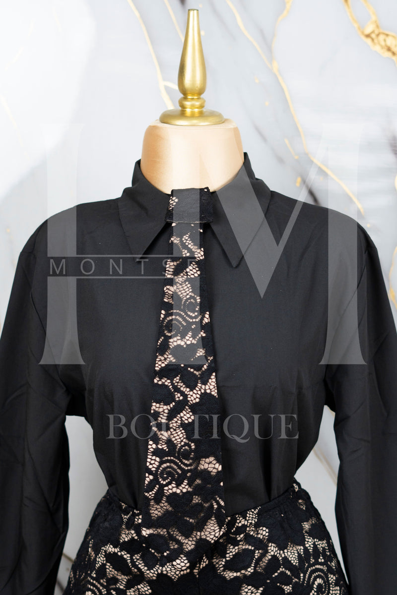 Jumpsuit tipo camisa con encaje