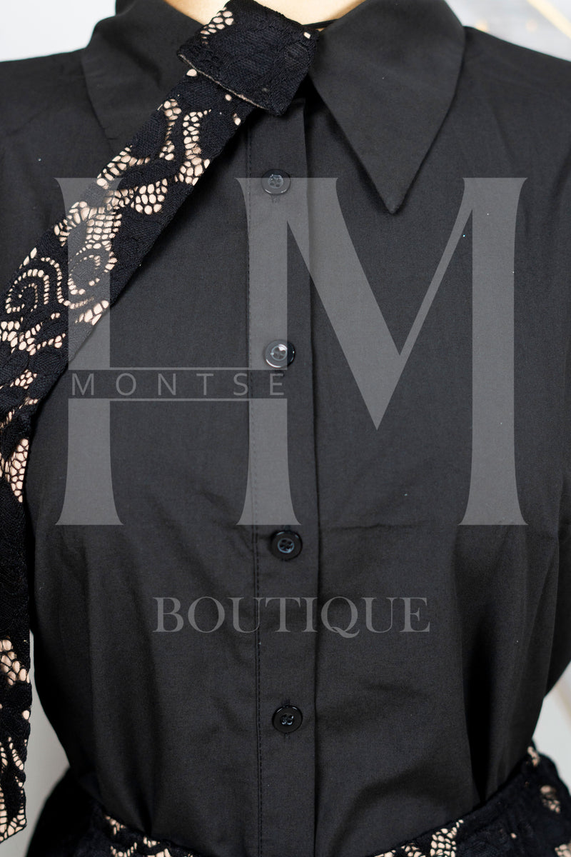 Jumpsuit tipo camisa con encaje