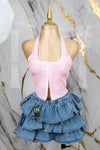 Blusa con detalle de encaje y espalda descubierta
