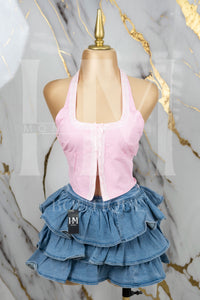 Blusa con detalle de encaje y espalda descubierta