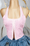 Blusa con detalle de encaje y espalda descubierta