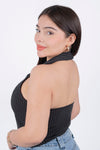 Top formal a rayas con espalda descubierta