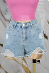 Short de mezclilla con detalle de piedras