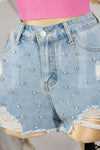 Short de mezclilla con detalle de piedras