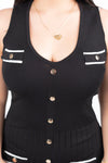 Vestido largo casual con botones dorados