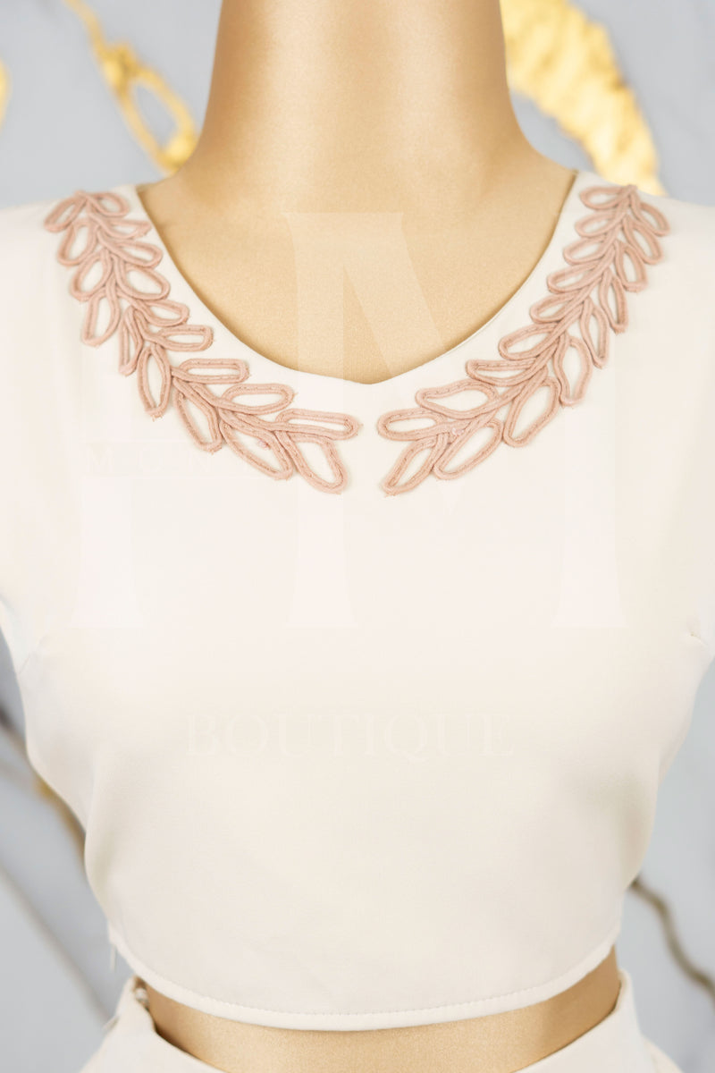 Conjunto de short falda con detalles bordados