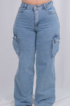 Pantalon cargo de pierna ancha