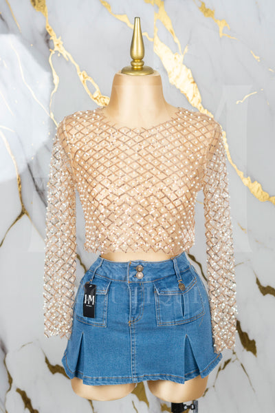 Blusa de piedras manga larga