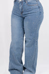 Pantalon de mezclilla hide leg con piedras