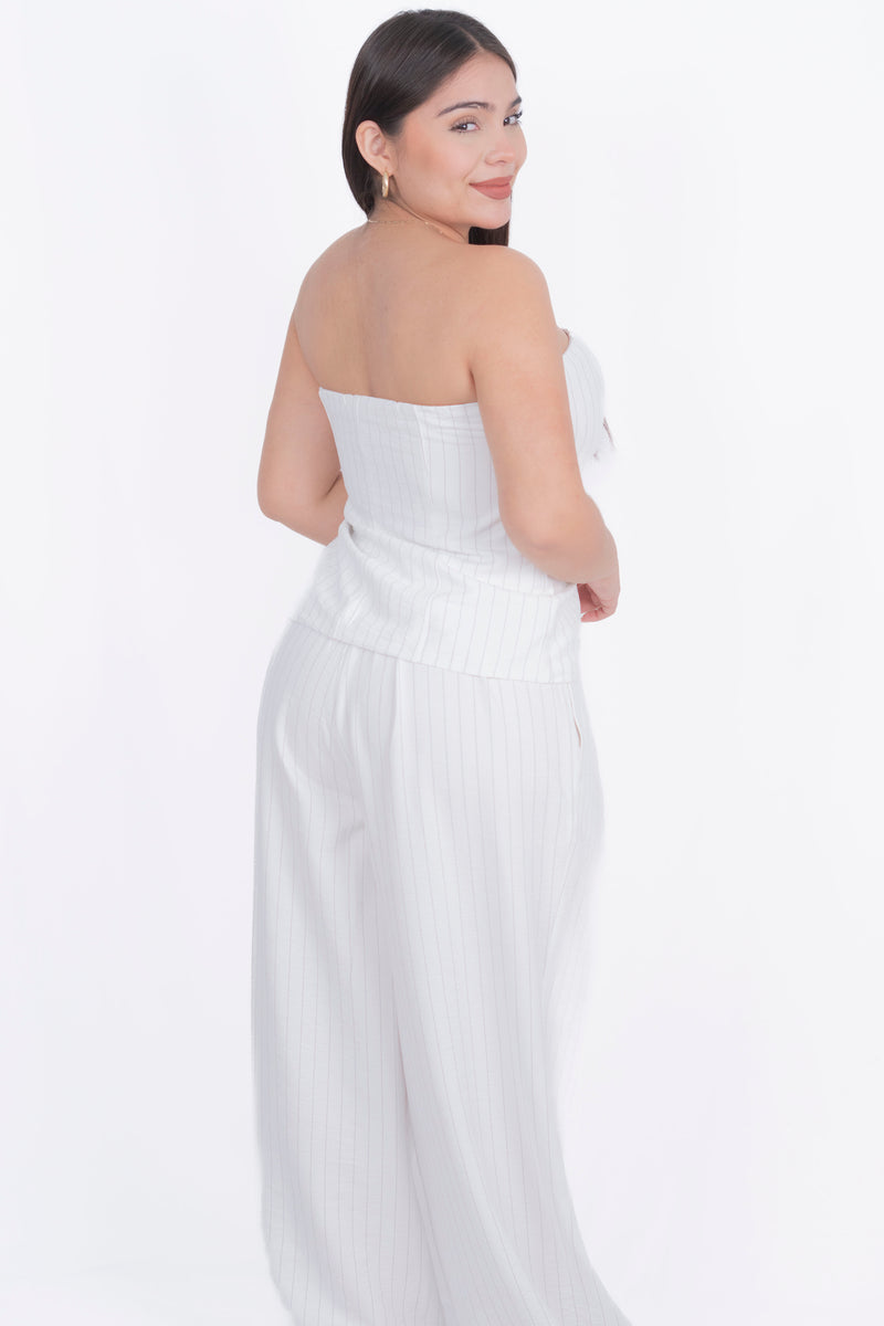 Conjunto formal de pantalon ancho con pinzas