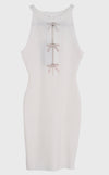 Vestido corto con moños de piedras