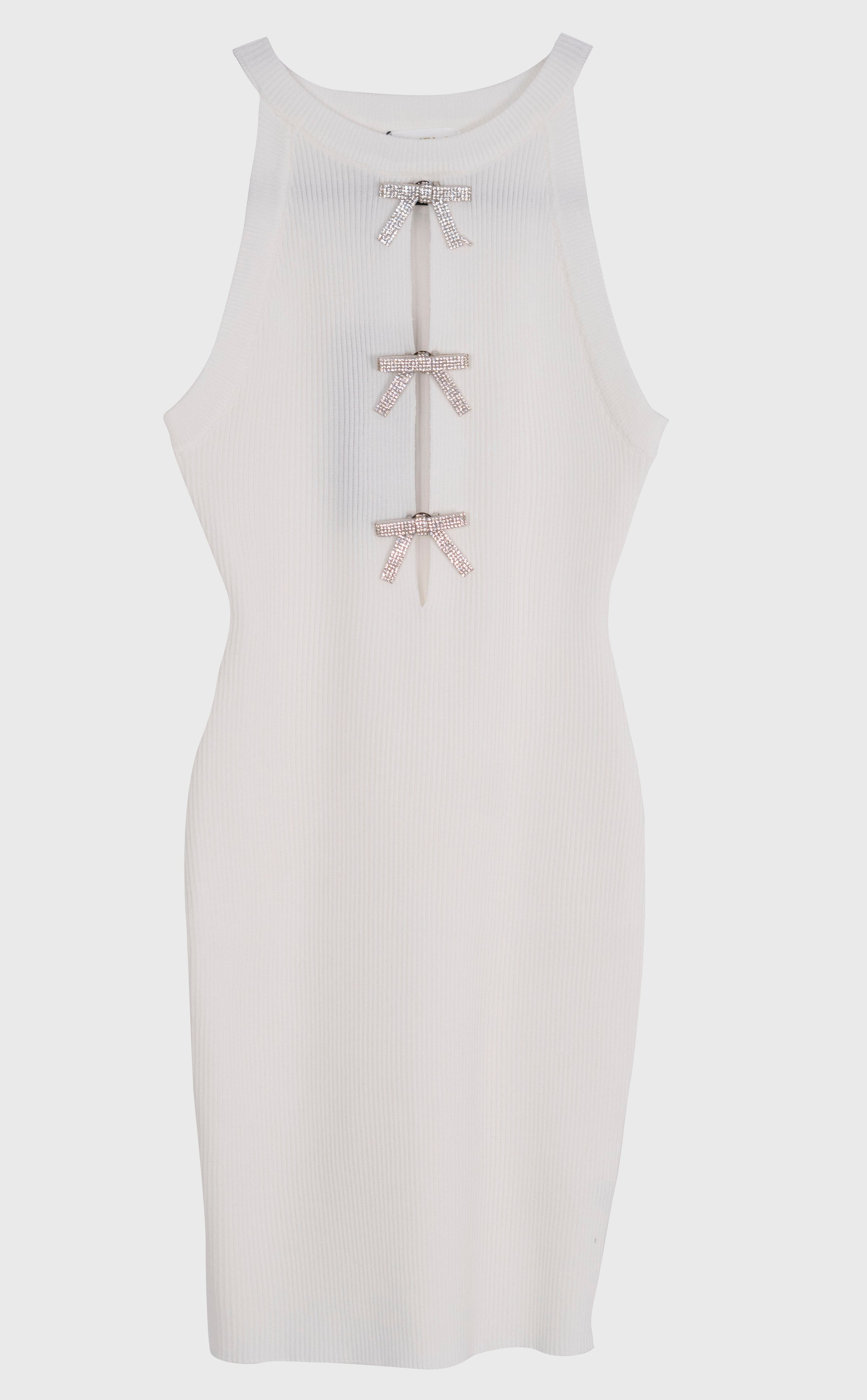 Vestido corto con moños de piedras
