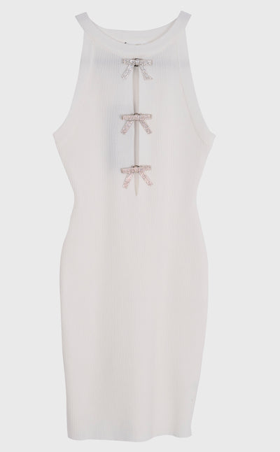 Vestido corto con moños de piedras