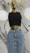 Pantalón de mezclilla rayado de piedras